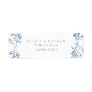Étiquette Vintage Dusty Blue Floral Wedding Adresse de retou