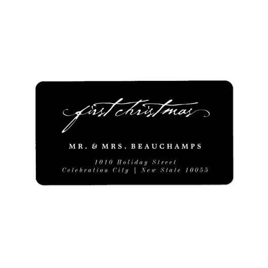Étiquette Vintage écriture 1er Mariage de Noël Adresse (Devant)