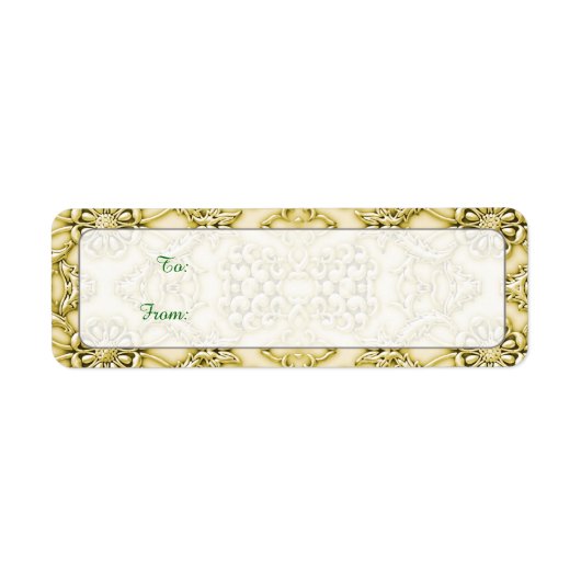 Étiquette Vintage Embossé Métallic Or Foil Design Floral (Devant)