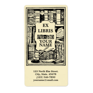 Étiquette Vintage Ex Libris Modèle des étagères de livres