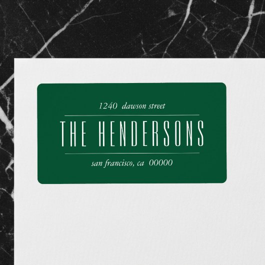 Étiquette Vintage Family Name Emerald Green