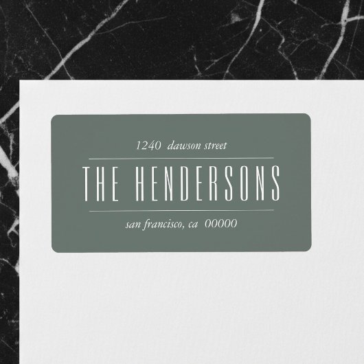 Étiquette Vintage Family Name Green Address