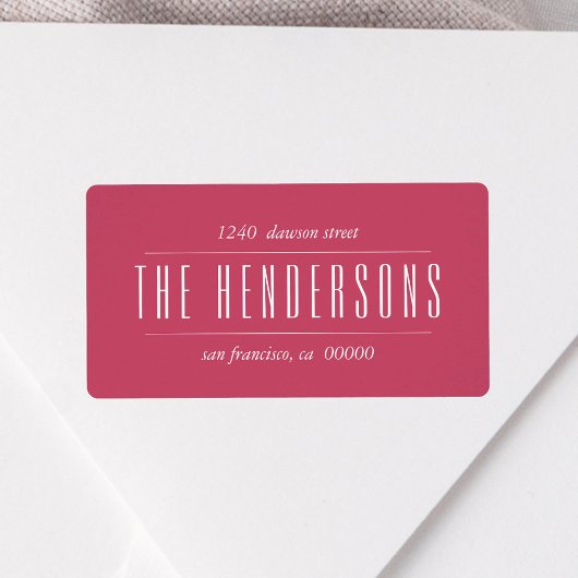 Étiquette Vintage Family Name Red Address