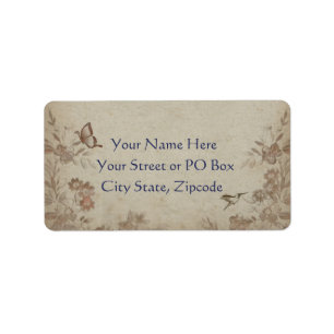Étiquette Vintage Floral Beige
