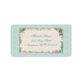 Étiquette Vintage Floral et Damas Personnalisé (Devant)