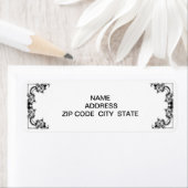 étiquette vintage FLORAL NOIR ET BLANC (En situation)