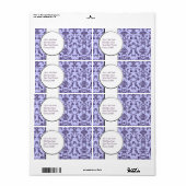 Étiquette Vintage Florentine Damask (Lilac) (Feuille entière)