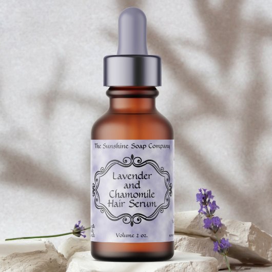 Étiquette Vintage frame purple dropper bottle label