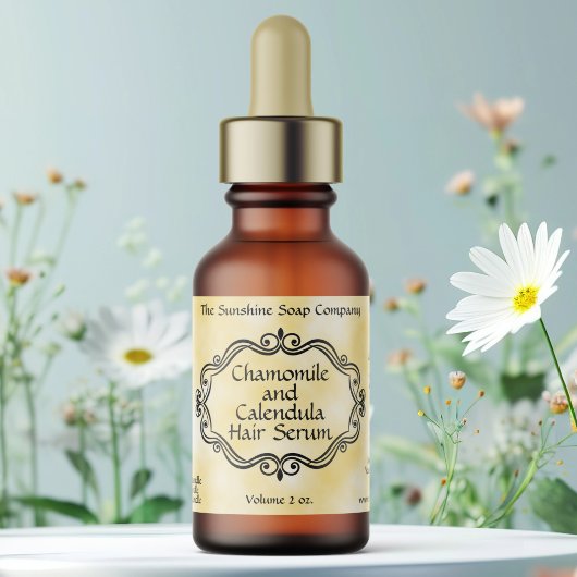 Étiquette Vintage frame yellow parchment dropper bottle