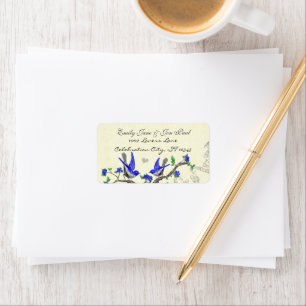 Étiquette Vintage Gray Bird Royal Blue Fleurs RSVP