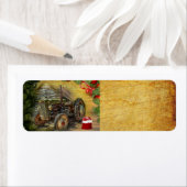 Étiquette Vintage Green Tractor Grange Noël (En situation)