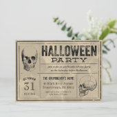 Étiquette vintage Halloween Party Invitation Skuls (Debout devant)
