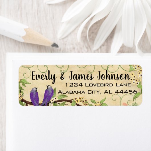 Étiquette Vintage Humingbird Swirl Christmas Address Labels (En situation)