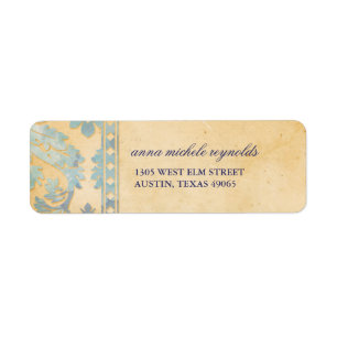 Étiquette Vintage Ice Blue Damask Lace Fantastique