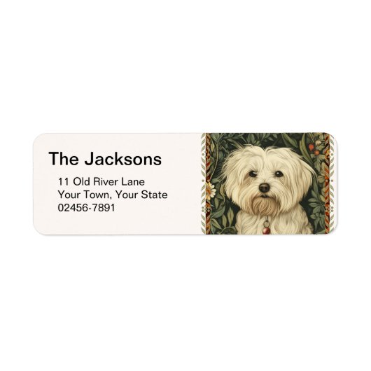 Étiquette Vintage Maltese or Bichon puppy Dog (Devant)