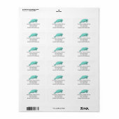 Étiquette Vintage Manatee Drawing Aqua (Feuille entière)