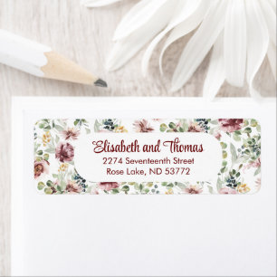 Étiquette Vintage mariage pastel roses adresse de retour