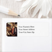 Étiquette Vintage Marie Bébé Jésus et Angles Noël (En situation)