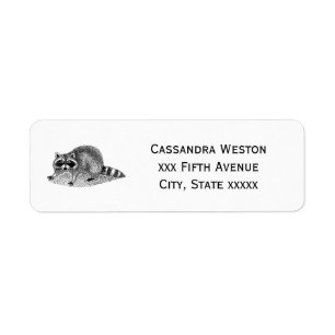 Étiquette Vintage Masked Raccoon