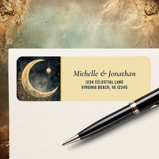 Étiquette Vintage Moon, Soleil, Étoiles Celestia Mariage Adr