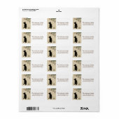 Étiquette Vintage Noël Chat Noir Regards Ornements (Feuille entière)