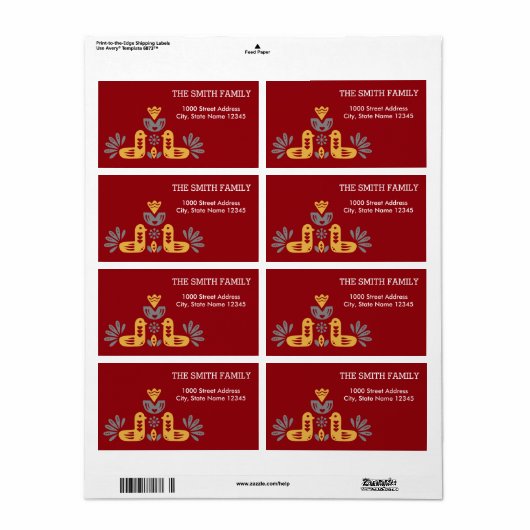 Étiquette Vintage Noël Oiseau Motif Vacances (Feuille entière)