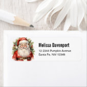 Étiquette Vintage Noël Père Noël Souriant (En situation)