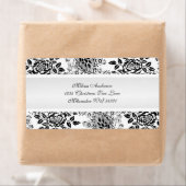 Étiquette Vintage noir et blanc Damas personnalisé (En situation)