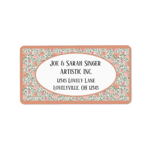 Étiquette Vintage Parfait Roses rose et pêche