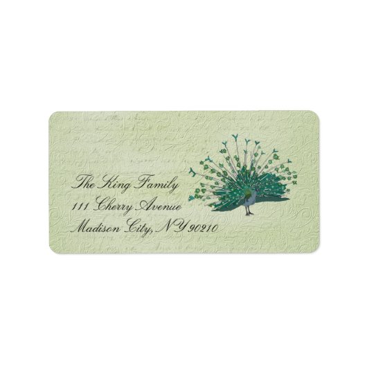 Étiquette Vintage Peacock Peint (Devant)