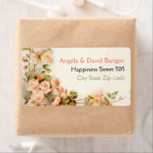 Étiquette Vintage peinture romantique du mariage rose (En situation)