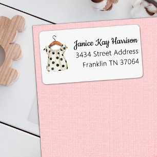 Étiquette Vintage Polka Dot Robe fille Baby shower Adresse
