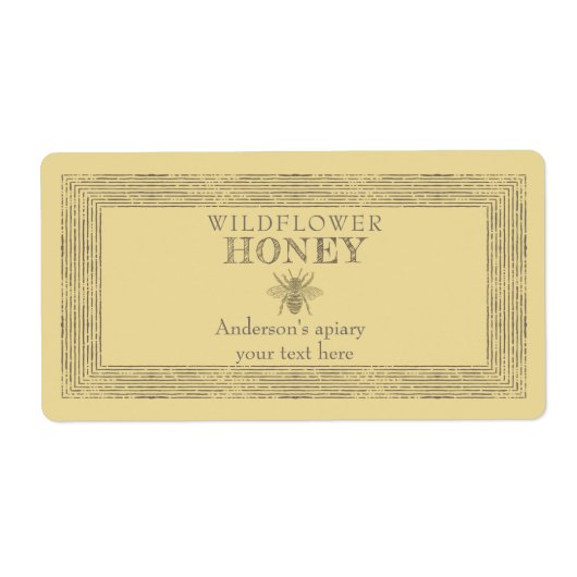 Étiquette Vintage pot de miel d'abeille rustique (Devant)