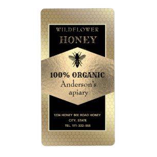 Étiquette Vintage pot de miel de la reine d'or rustique