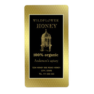 Étiquette Vintage pot de miel de ruche d'or rustique