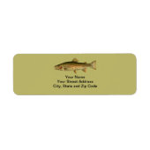 Étiquette Vintage Rainbow Trout Dark Khaki (Devant)