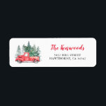 Étiquette Vintage Red Christmas Truck Adresse de retour<br><div class="desc">Coordonner les étiquettes de adresse d'hiver vintage de noël avec un arrière - plan blanc d'hiver,  des épinettes d'aquarelle,  un camion rouge vintage,  un arbre de Noël,  votre nom de famille et votre adresse.</div>