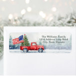 Étiquette Vintage Red Christmas Truck Arbre de Noël<br><div class="desc">Camion de Noël rouge vintage avec un sapin de Noël et une carte de Noël drapeau américain est un moyen festif de montrer votre amour pour l'Amérique et envoyer des voeux de vacances à vos amis et votre famille.</div>