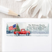 Étiquette Vintage Red Christmas Truck Arbre de Noël (En situation)