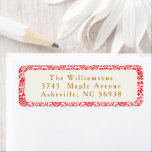 Étiquette Vintage Red Damas Custom Christmas Adresse de reto<br><div class="desc">Vintage Red Damask Festive Custom Joyeux Noël Classic Retourner l'adresse Étiquettes</div>