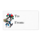 Étiquette vintage retro chat de Noël (Devant)