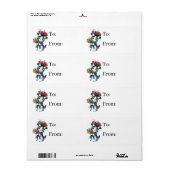 Étiquette vintage retro chat de Noël (Feuille entière)