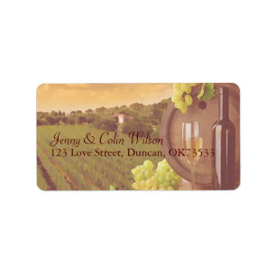 Étiquette Vintage Retro Vineyard Sunset Mariage Adresse