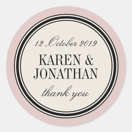 Étiquette Vintage Rond, Faveur Mariage, Choix De C (Devant)