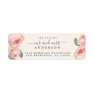 Étiquette Vintage Rose Futur M. Mme Mariage Adresse de retou