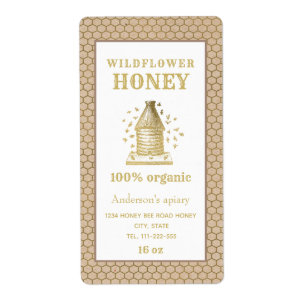 Étiquette Vintage ruche d'or Kraft rustique kraft miel pot