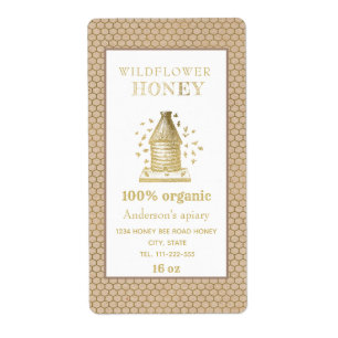 Étiquette Vintage ruche d'or Kraft rustique kraft miel pot