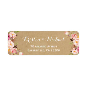 Étiquette Vintage Rustic Floral Wrapper Kraft