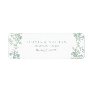 Étiquette Vintage Sage Green Floral Mariage Adresse de retou