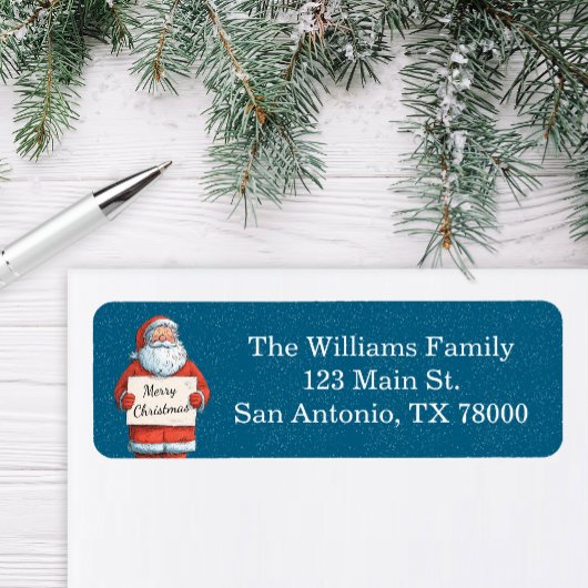Étiquette Vintage Santa Christmas Address